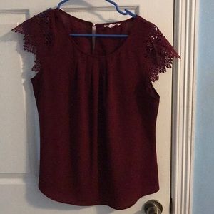 Maroon Cap Sleeve Blouse.